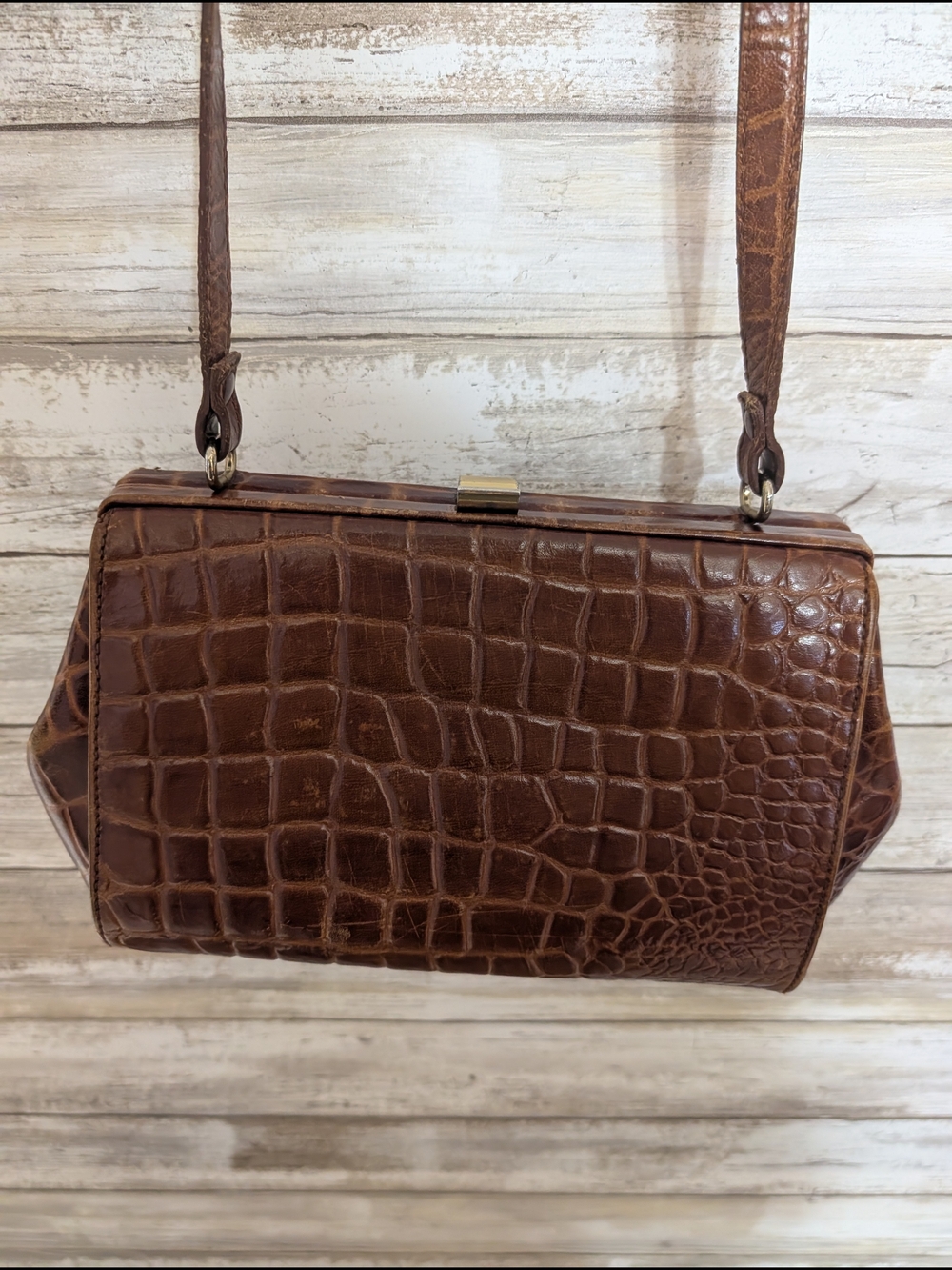 Liz Claiborne Brown Croc-Embossed Shoulder Bag